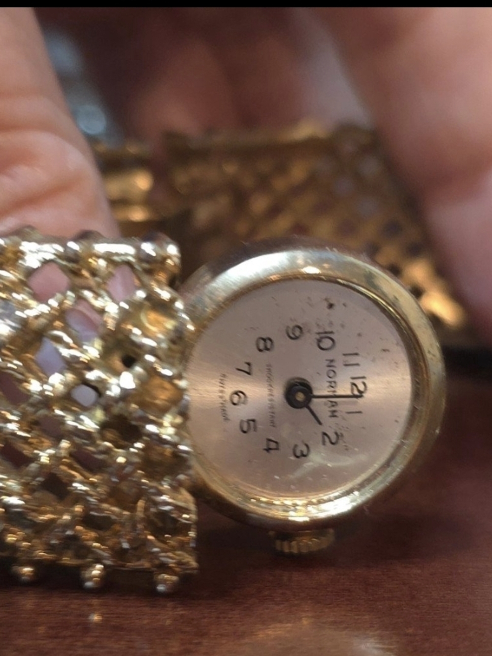 Vintage Norman Swiss Watch O.K. Gold Cuff Turquoise - WORKING / REPAIR
